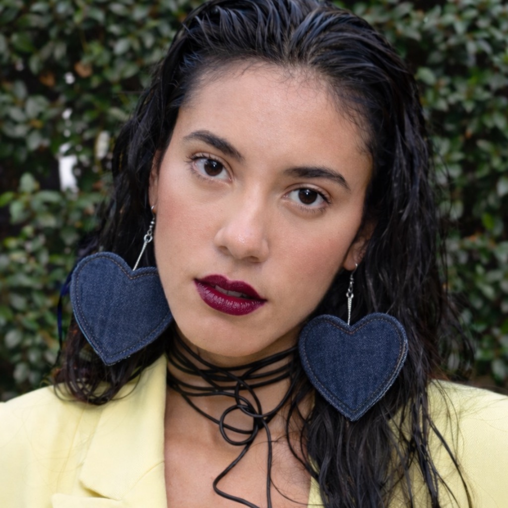 Bon Denim Heart Darkwash Earrings